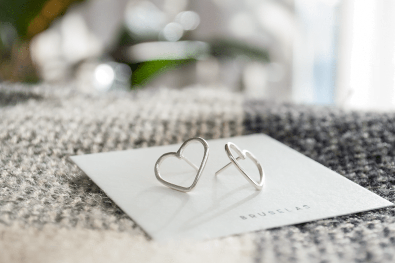 aros corazón frontal de plata 925