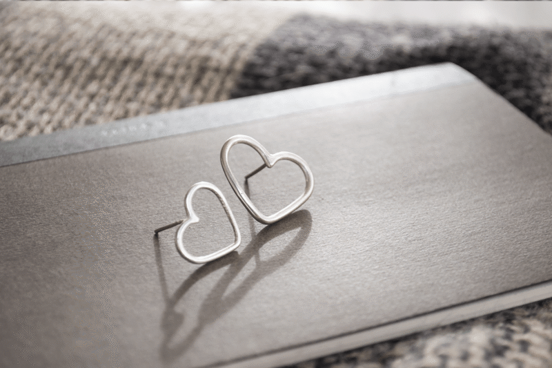 aros corazón frontal de plata 925