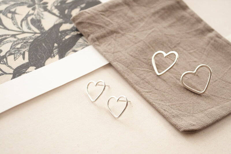 aros corazón frontal de plata 925