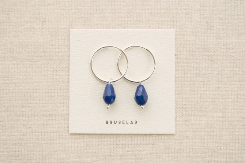 aros cuentas de cristal azul