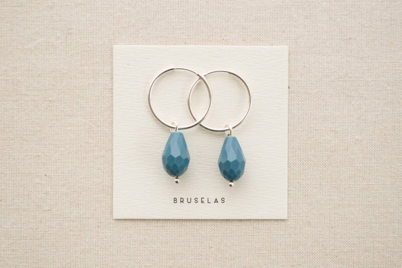 aros cuentas de cristal azul ceruleo