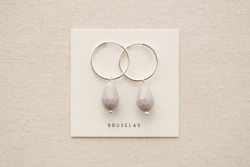 aros cuentas de cristal gris claro