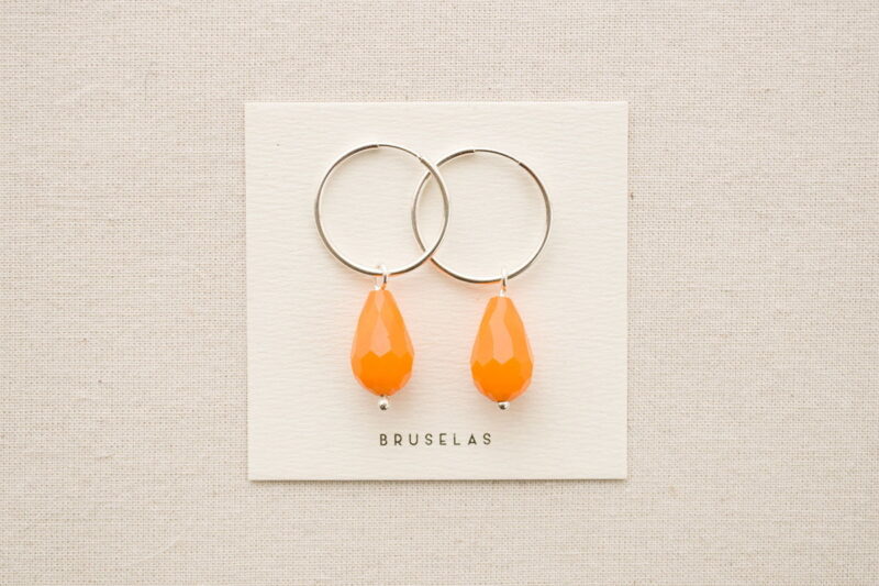 aros cuentas de cristal naranja