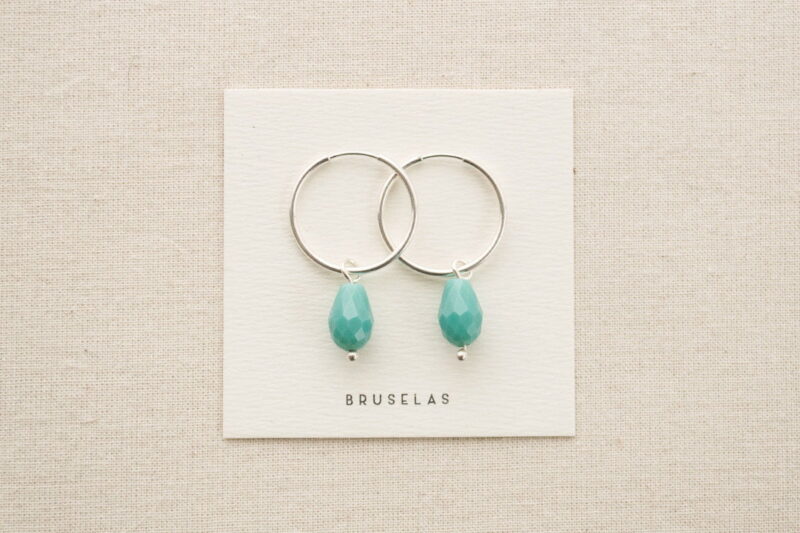 aros cuentas de cristal turquesa