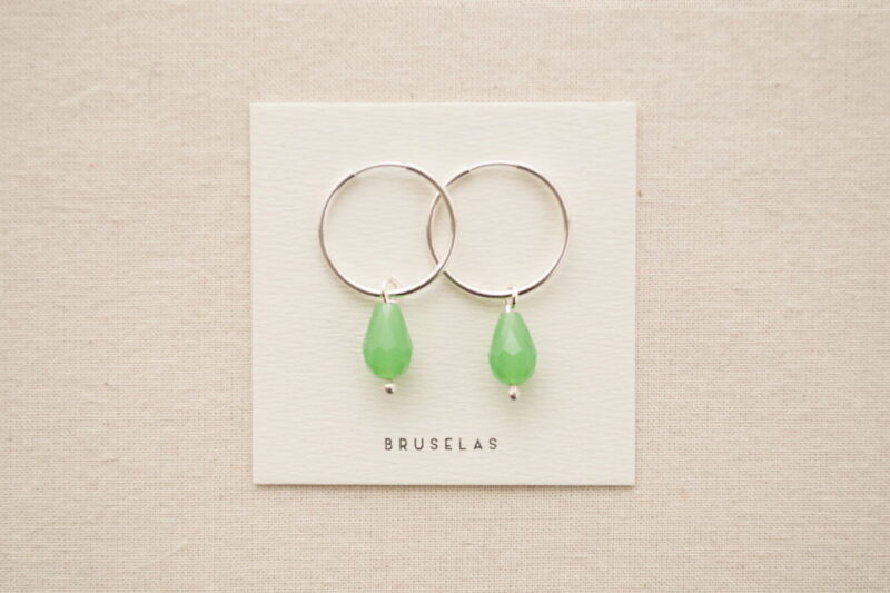 aros cuentas de cristal verde