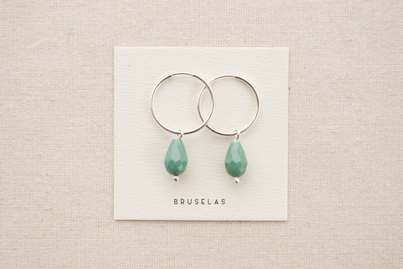 aros cuentas de cristal verde menta