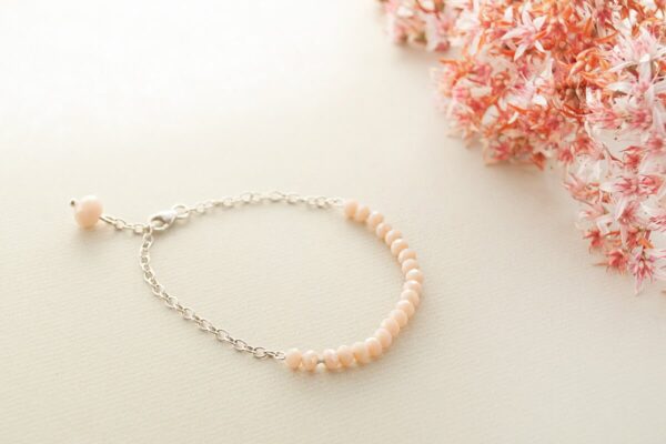 Pulsera Cristal Nude. Plata 925 y cuentas de cristal. Bruselas Joyería Contemporánea